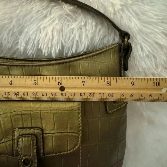 Vintage Y2K Gold Metallic Nine Purse Mobwife Faux croc Handbag Shoulder bag EUC - Picture 14 of 14